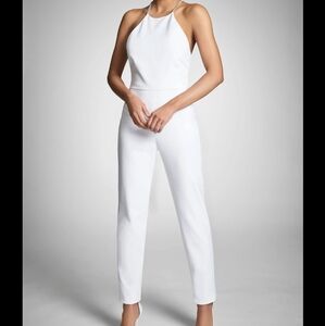 Sachin + Babi Ivory Tailored Jumpsuit with High Neckline